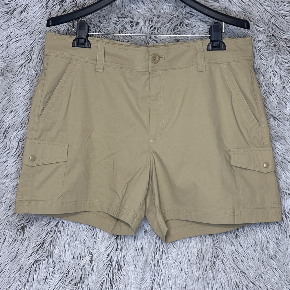 Eddie Bauer Women's Cargo Shorts 14 Khaki Hiking Outdoor Casual Pockets EUC